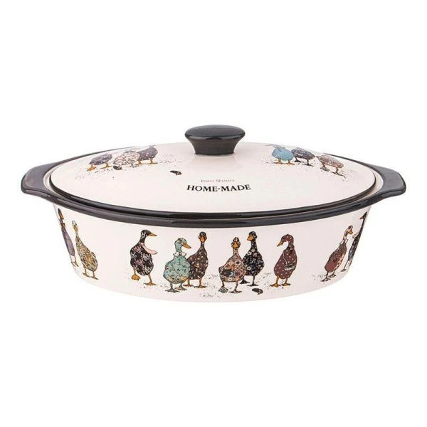 Форма для запекания 3,2л 37,5*22*15,5см керамика Family Farm овальная с крышкой (6)