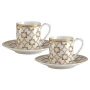 Кофейный набор 4пр фарфор Deco на 2 персону 80мл бело-бежевый с золотистым кантом Круги и квадраты подар.уп. PM-0