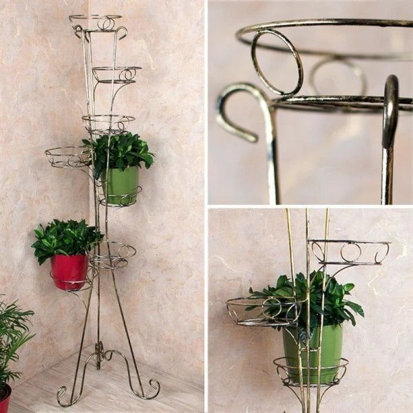 Стойка кованая на 7 цветков металл КЛАССИКА черная-золото 17-007 BG (1)