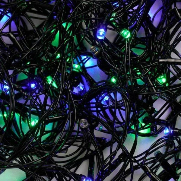 Гирлянда эл. вьюн 10м СНОУ БУМ 200LED, мультицвет, 8 реж., ПВХ черный, коннектор, 220В
