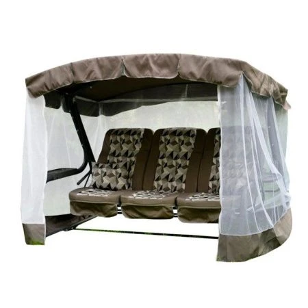 Качели садовые Палермо Премиум 3-х мест.(до 320кг) каркас серый, матрас серый 266,5*144*186см с1496