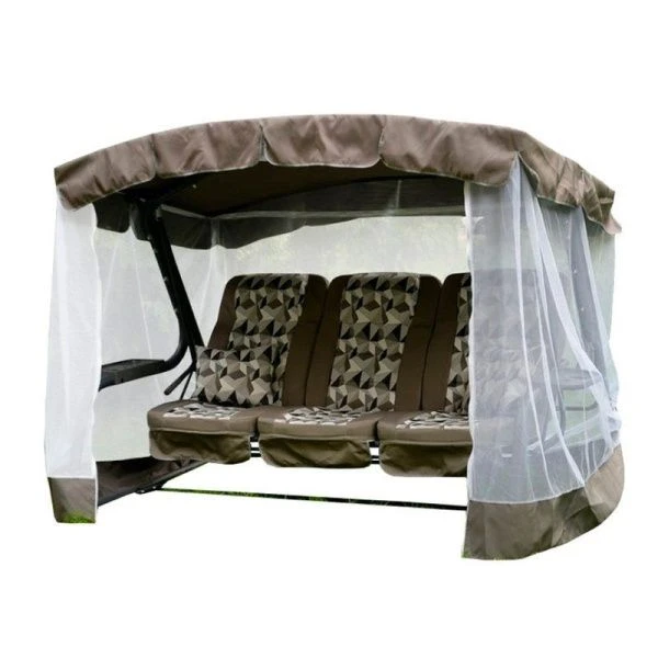 Качели садовые Палермо Премиум 3-х мест.(до 320кг) каркас серый, матрас серый 266,5*144*186см с1496