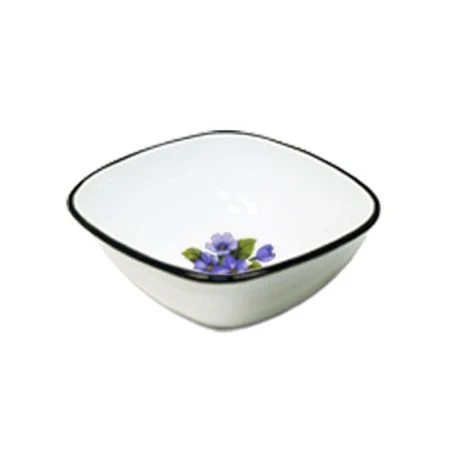 Миска 1,5л эмаль квадратная белая с рис. 01-0308К/4 (20)