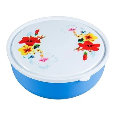 Салатник 2,2л пластик ФАНТАЗИЯ светло-синий с крышкой (20)