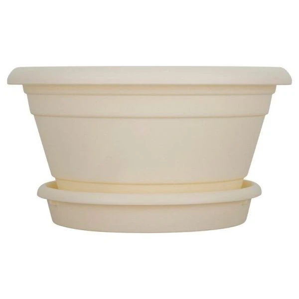 Горшок для цветов 500мл пластик Athena с поддоном белоснежный жасмин (10)