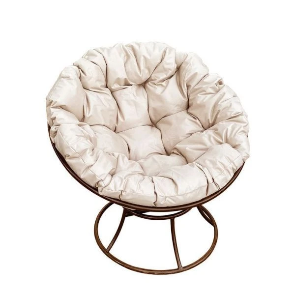 Кресло Папасан без ротанга металл коричневое, бежевая подушка 107*107*75см (max нагр. 150кг)