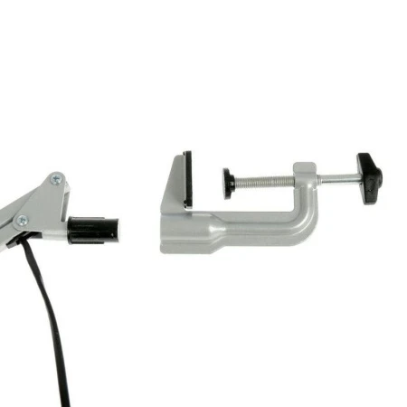 Лампа настольная шарнирная на струбцине металл серебро НАДЕЖДА