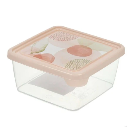 Контейнер пищевой пластик 450мл Plast Team Pastel квадратный декор (35)