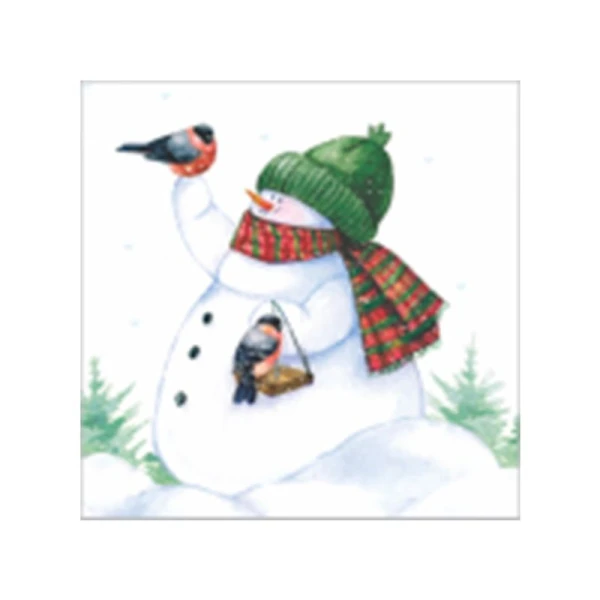 Салфетки бумажные Desna Design 40шт. однослойные 25*25 Снеговик и снегири (32)