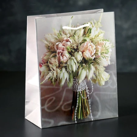 Пакет ламинированный 18*23*8,5см Букет пионов 3821427
