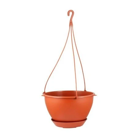 Кашпо подвесное 4,5л d250мм пластик Athena c поддоном терракотовый (16)
