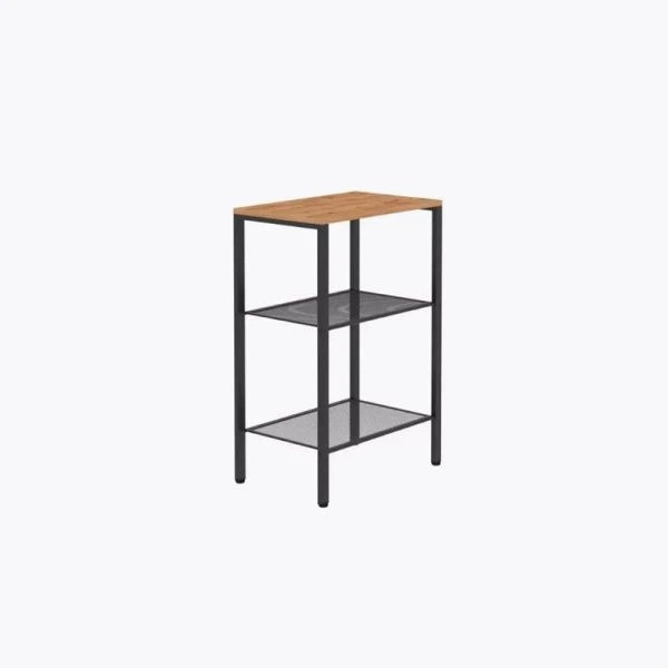 Стеллаж 3 полки 47*30*81,5см металл ТОРОНТО 13 каркас черный, верхняя полка ЛДСП (1)