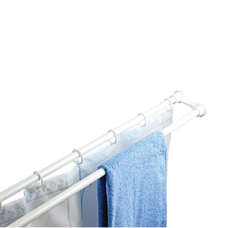 Карниз двойной 120*220см (карниз+полотенцедержатель) металл/пластик белый 023А (24/12) ВЫВОД