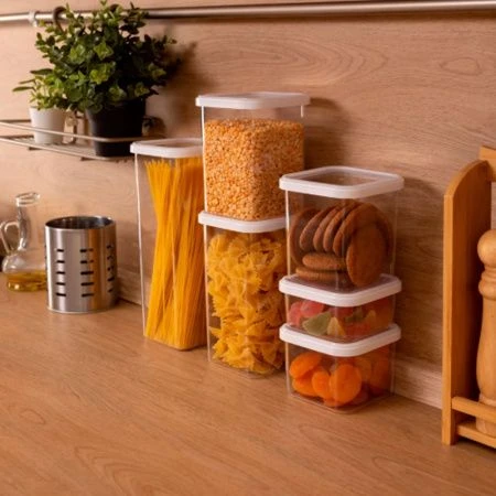 Банка для сыпучих продуктов 1,2л 112*112*145мм пластик Cubbo Scandi белая (12)