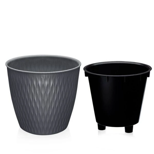 Кашпо 1,1л пластик Kerama графитовый (54)