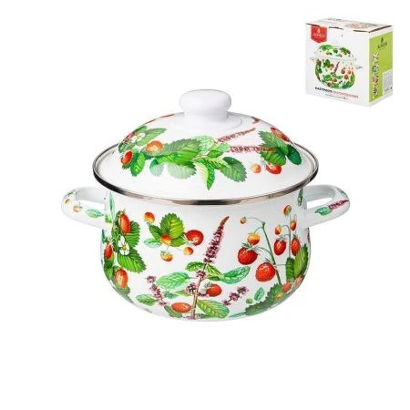 Кастрюля 2л эмаль ФРУКТОВАЯ КОРЗИНА с крышкой 18см выс.11см (6)