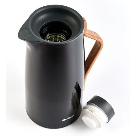 Термос-кувшин 1л пластик стекл.колба черный арт.101328 (12)