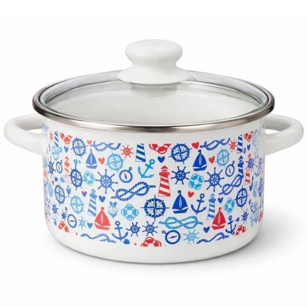 Кастрюля 3л эмаль белая с рис. 01-Б1612/7 (4)