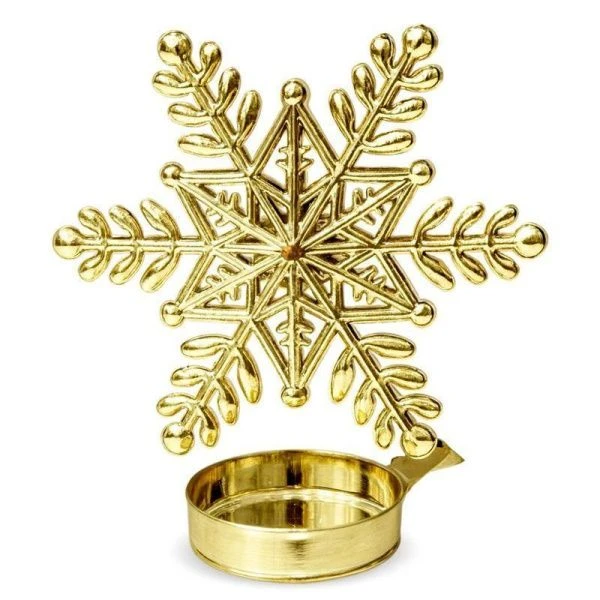 Подсвечник новогодний СНЕЖИНКА 10*10*8см металл лимонное золото LF-DA482GT/JC-16312 (288)