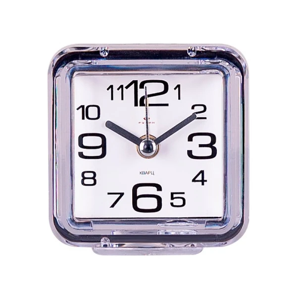 Будильник 7*7см кварц РУБИН Классика прозрачный (40)