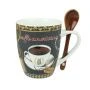 Кружка 340мл фарфор с ложкой бочка АРОМАТ КОФЕ R03H/1327J (36) MIX