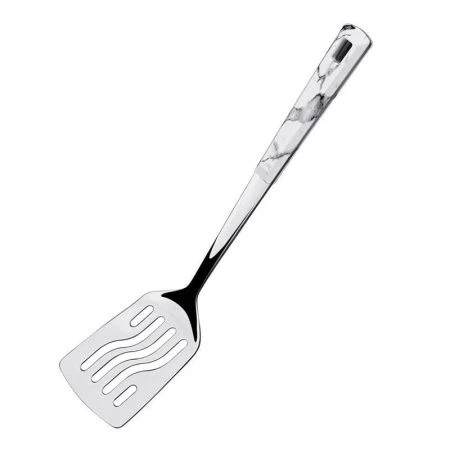 Лопатка кулинарная с прорезями 26*6см раб.поверхность 8,5см нерж.сталь Marmo Bianco с пласт.ручкой