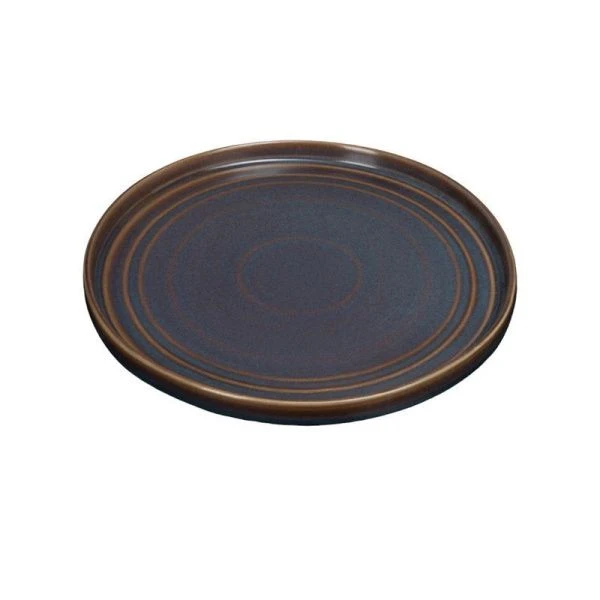 Тарелка мелкая 27см фарфор TERRA сине-коричневый с бортами обеденная [10986] (6)