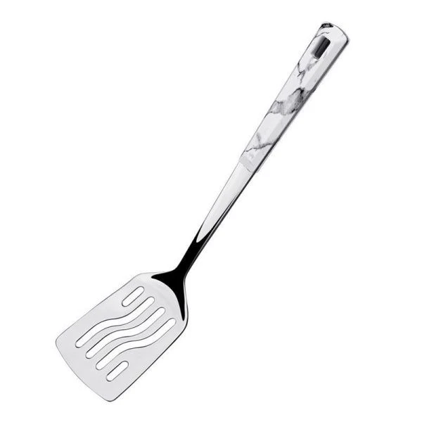 Лопатка кулинарная с прорезями 26*6см раб.поверхность 8,5см нерж.сталь Marmo Bianco с пласт.ручкой