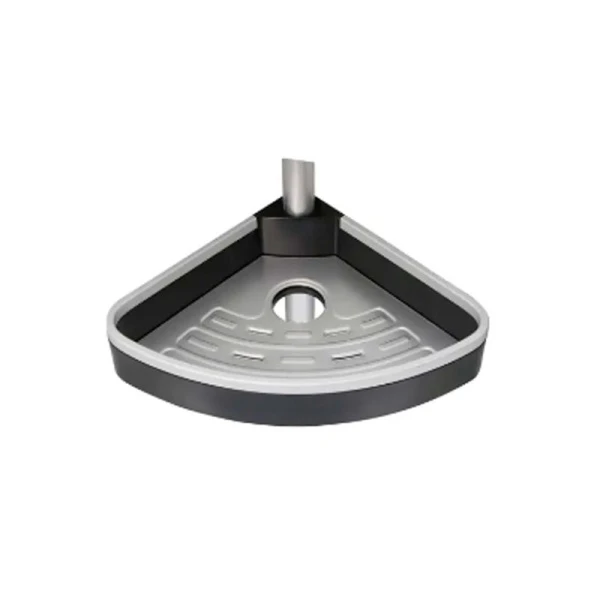 Полка угловая 3-х ярусная 21*21*4,5см пластик ПРИМА НОВА на распорке 260см черная с отверстиями для слива воды