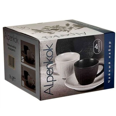 Чайный набор 4пр фарфор FLAT WHITE collection на 2 персоны 200мл подар.уп. AK4-0001 (12)