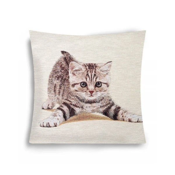 Наволочка декоративная 42*43см гобелен ИГРИВЫЙ КОТЕНОК