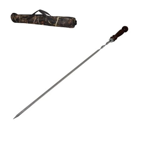 Шампуры набор 6шт (с дерев.лакиров.ручкой Шарик) металл в тубусе камуфляж 2К-634 (1)