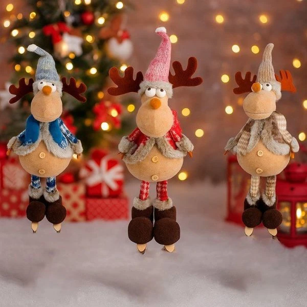 Фигурка новогодняя ОЛЕНЬ текстиль H40*17*18см 4 вида XA1211/JC-14708 (36)