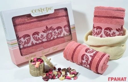 яяяНабор полотенец махровые Cestepe MONALISA (50*90/70*140) (Гранат)