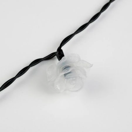 Гирлянда садовая на солнечной батарее пластик 4,5м 30 ламп 2 режима Розы белый свет (50)