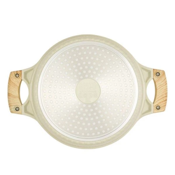 Кастрюля 4,2л h11,4см алюминий АП RAN со стекл.крышкой и силик.ободком 24см индукция бежевая (6)