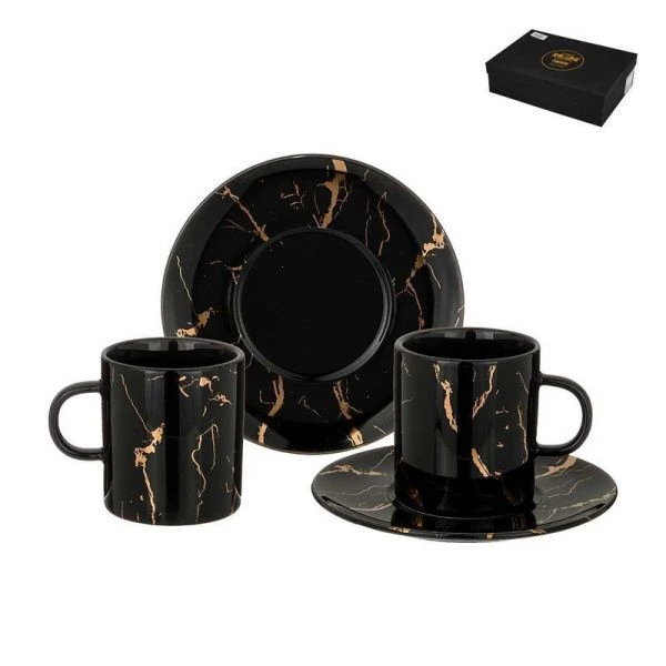 Чайный набор 4пр фарфор FANTASY на 2 персоны 220мл черный (12)