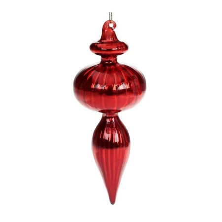 Игрушка новогодняя на елку КАПЛЯ 16см стекло рубин (6)