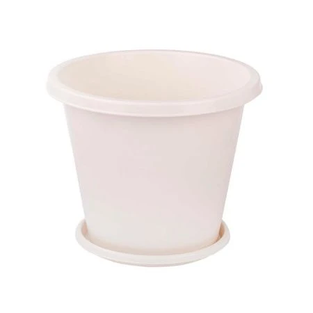 Горшок цветочный 10л пластик ЭКОНОМ с поддоном белый (18)