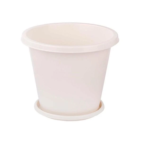 Горшок цветочный 10л пластик ЭКОНОМ с поддоном белый (18)