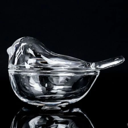 Икорница 9,5*5,5см стекло  ПТИЧКА с крышкой WT-469 (72