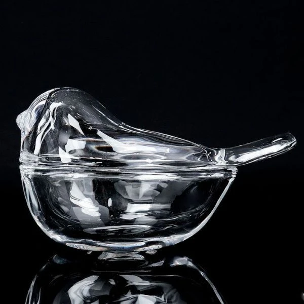 Икорница 9,5*5,5см стекло  ПТИЧКА с крышкой WT-469 (72