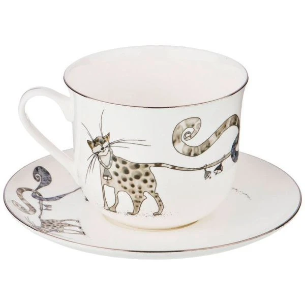 Чайный набор 2пр фарфор КОТИКИ на 1 персону 450мл (24)