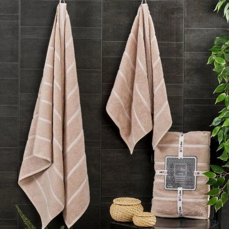 Набор полотенец махровые 2пр 50*90/70*140см METEOR TUROVA бежевый 480гр