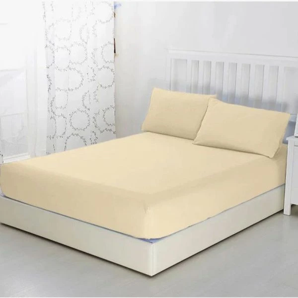 Простыня на резинке 120*200*20 трикотаж Кремовый