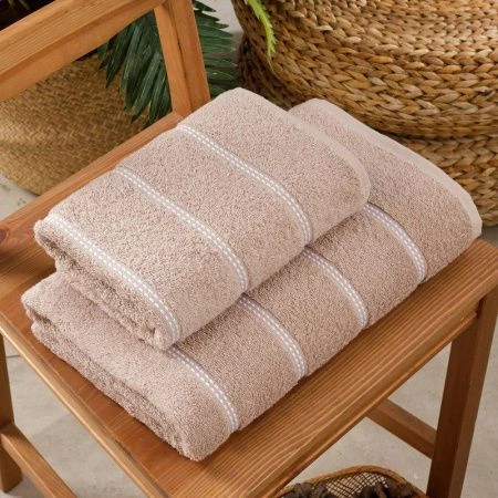 Набор полотенец махровые 2пр 50*90/70*140см METEOR TUROVA бежевый 480гр