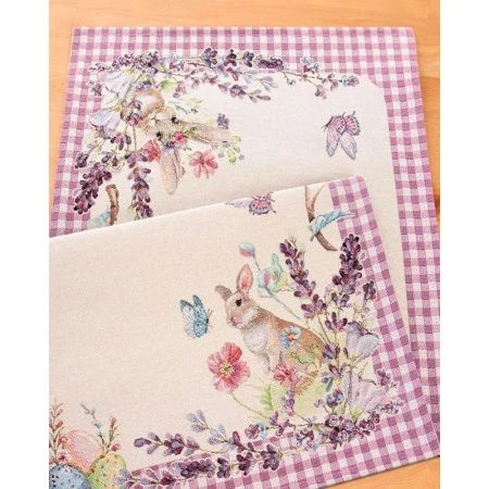 Салфетка 44*140см гобелен ПРИНЦЕССА лиловая клетка