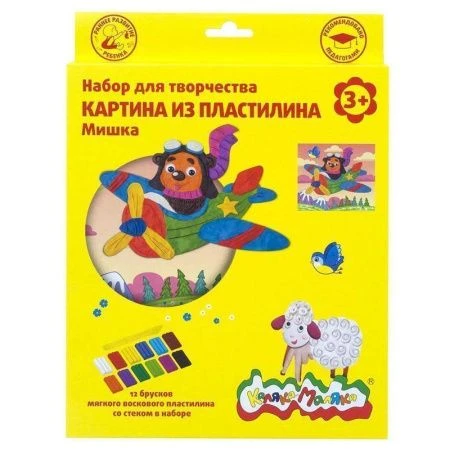 яяяНабор для рисования восковым пластилином 12 цветов МИШКА