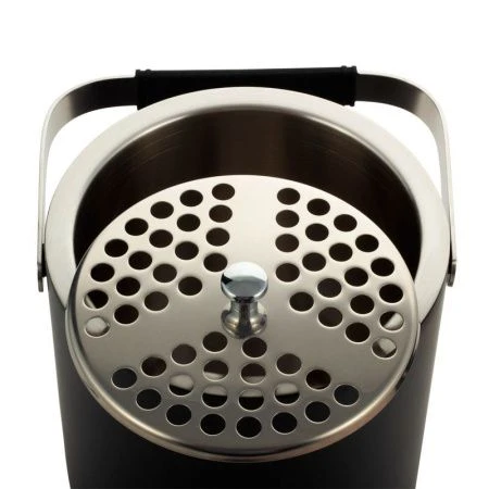 Ведерко для льда с крышкой 1,3л нерж.сталь щипцы, поддон с отверстиями, черный, арт. 7767 (12)