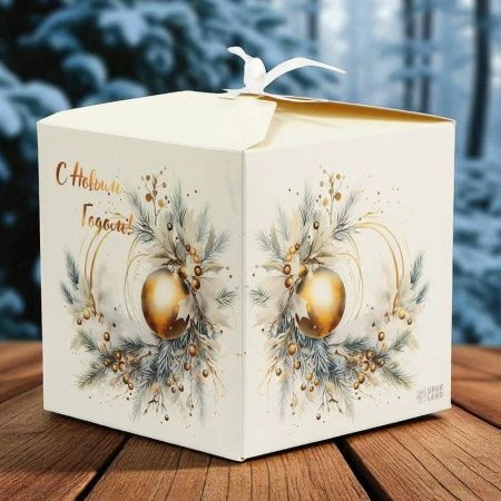 Коробка новогодняя подарочная складная картон Игрушка 14*14*14см